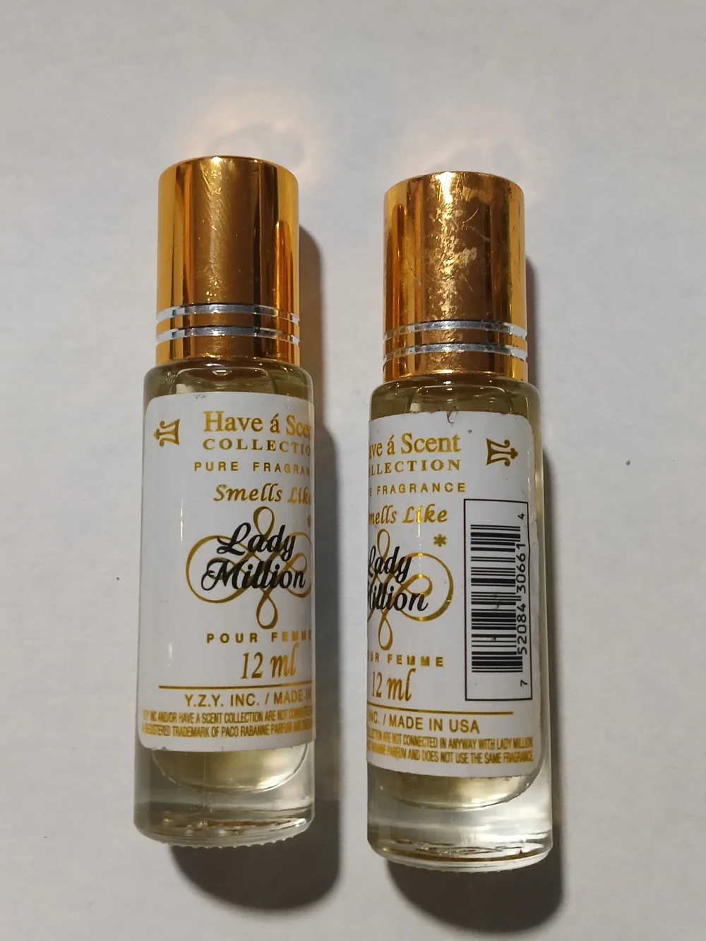 Set Of 2 Have A Scent Lady Million Inspired Roll-On Oil— White & Gold For Women